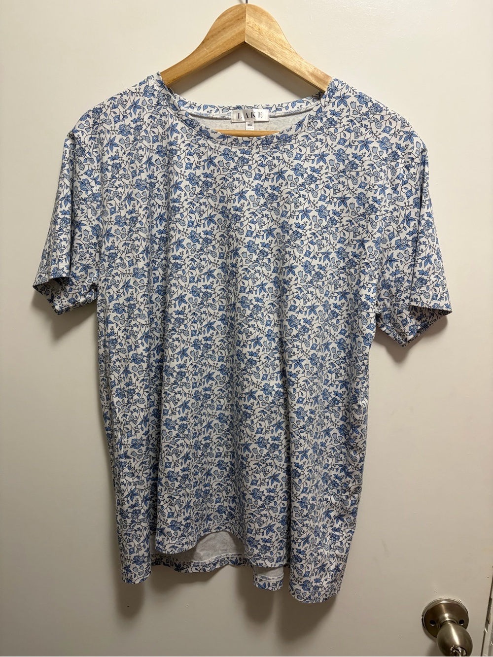 LAKE Pima Crew Shorts Set in Delft Blue Garden Floral Women’s Size XXL - Picture 3 of 12